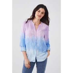 FDJ French Dressing Jeans Women's Wild Pansy Tie Dye Blouse Size 12